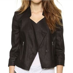 NWT Helmut Lang Glossy Linen Twill Black Blazer Size 4